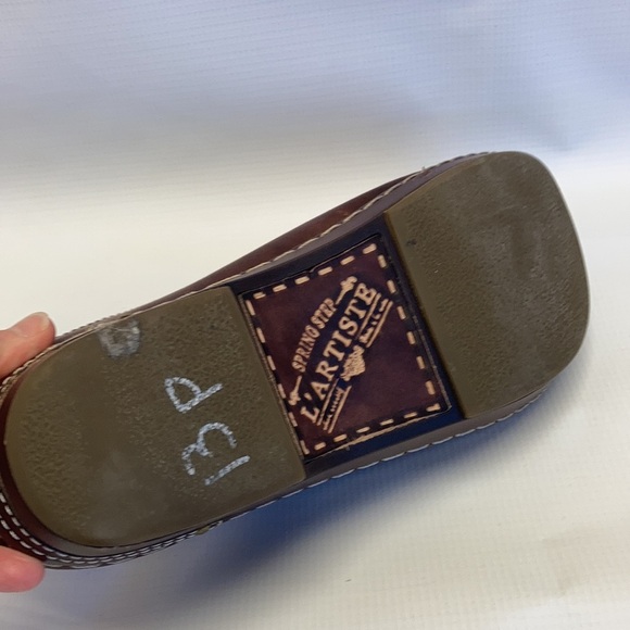 Spring Step L’Artiste brown hand painted clog Chino Clog mule open back comfort - Picture 13 of 16